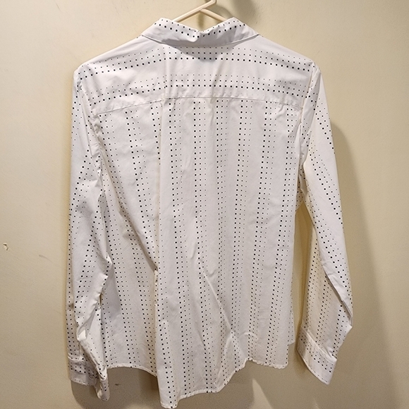 Liz Clairbone white and black Polka Dot long Sleeves plus size cotton blouse 16 - Picture 8 of 11